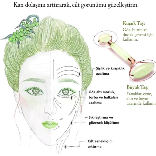 Saf Doğal Taş Yüz Masaj Aleti & Doğal Taş Bileklik Seti - 5