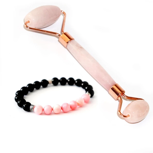 Saf Doğal Taş Yüz Masaj Aleti & Doğal Taş Bileklik Seti - 3