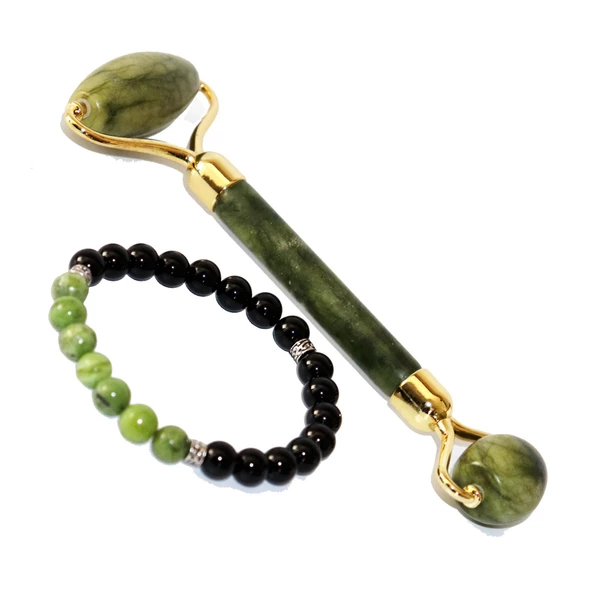 Saf Doğal Taş Yüz Masaj Aleti & Doğal Taş Bileklik Seti - 4