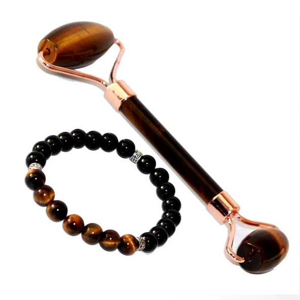 Saf Doğal Taş Yüz Masaj Aleti & Doğal Taş Bileklik Seti - 2