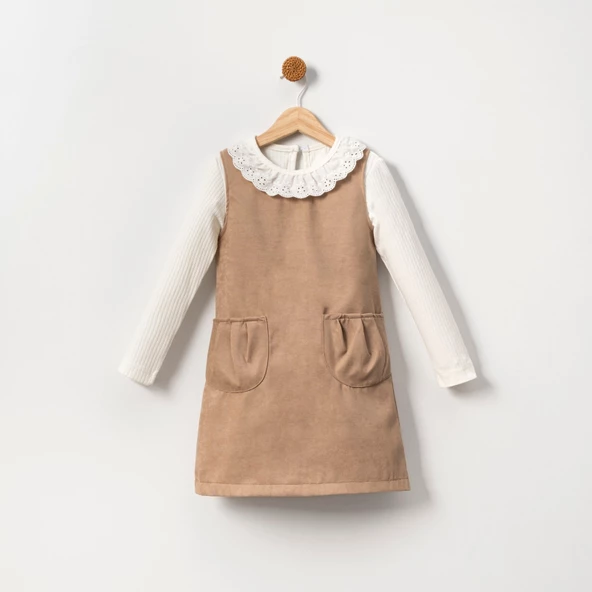 Süet Cepli Kız Çocuk Takım MNK2144 - Resim 6