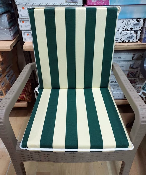 1 Adet Komutan Arkalıklı Sandalye Minderi, Extra Kalın (Kalınlık 5cm)-Yeşil ürün görseli