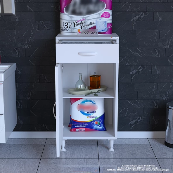 Modilayn EMİR 40 x 88 x 32,5 cm Kapaklı ve Çekmeceli Çok Amaçlı Banyo&Mutfak Dolabı - 3