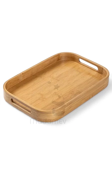 Bambu Oval Tepsi İdeal Boy 33X22 cm Servis Çay Kahve Sunum Tepsisi Lüx Bambu Classic Oval Tepsi - 2
