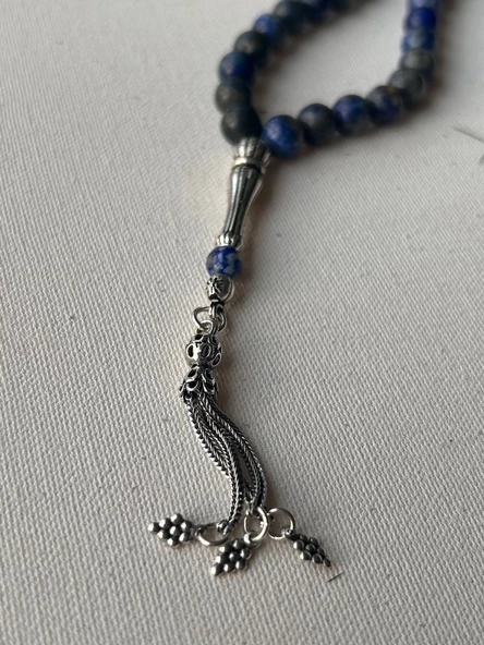925 ayar gümüş lapis lazuli tesbih - 2