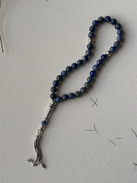 925 ayar gümüş lapis lazuli tesbih - 4