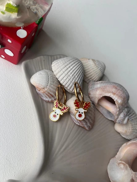 Yılbaşı temalı çelik küpe - Resim 4