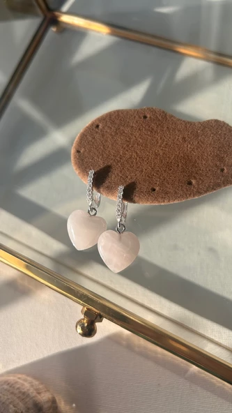 925 ayar aşk taşı kalp pembe kuvars - 2