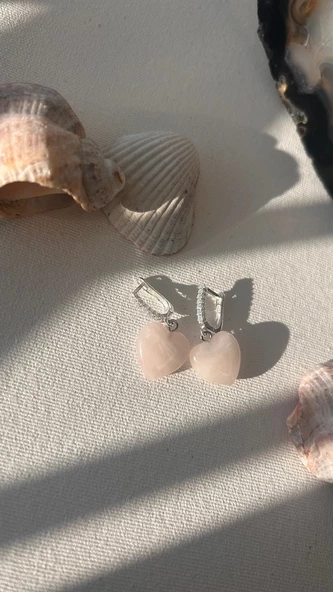 925 ayar aşk taşı kalp pembe kuvars - 5