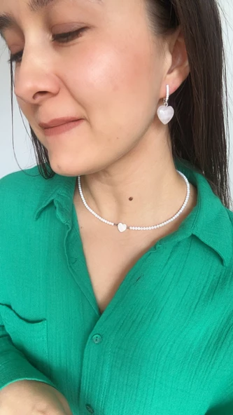 925 ayar aşk taşı kalp pembe kuvars - 7