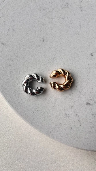 Earcuff kıkırdak küpe gold renk - Resim 2