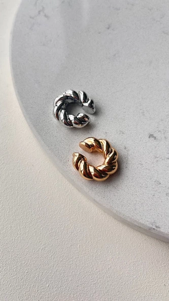 Earcuff kıkırdak küpe gold renk - Resim 3