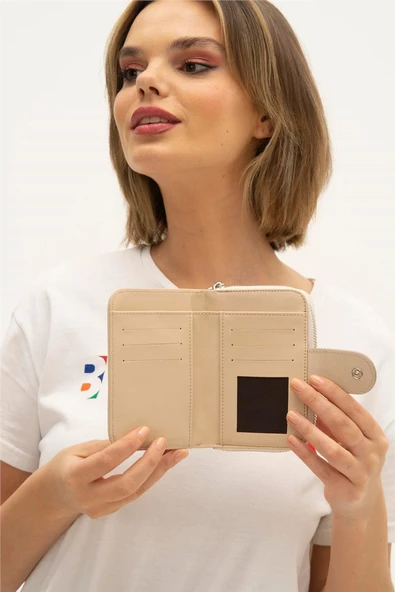Benetton Bej Nano Orta Boy Kadın Cüzdan BNT 1303 - 3