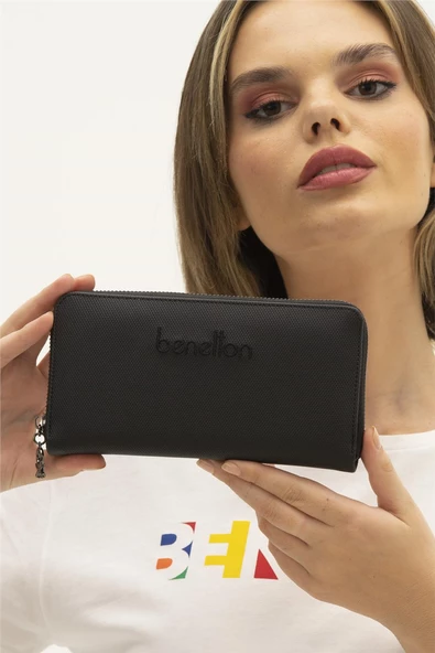 Benetton Siyah Kadın Nano Geniş Cüzdan BNT 1305 - 2