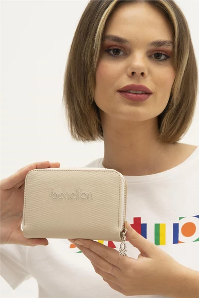 Benetton Bej Nano Orta Boy Kadın Cüzdan BNT 1303 - 2