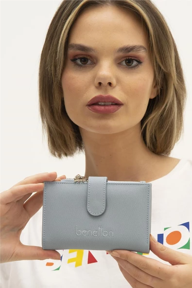 Benetton Mavi Nano Orta Boy Kartlık Kadın Cüzdan BNT 1300 - 2