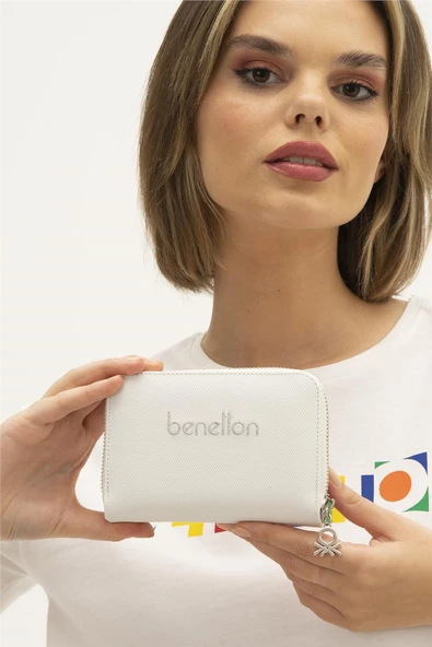 Benetton Beyaz Nano Orta Boy Kadın Cüzdan BNT 1303 - 2
