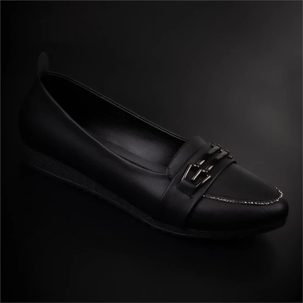 Trend Adımlar Siyah Yumuşak Taban Kadın Günlük Babet - 6