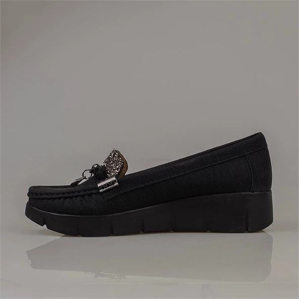 Trend Adımlar Siyah Comfort Stride Dolgu Topuk Kadın Ayakkabı - 3