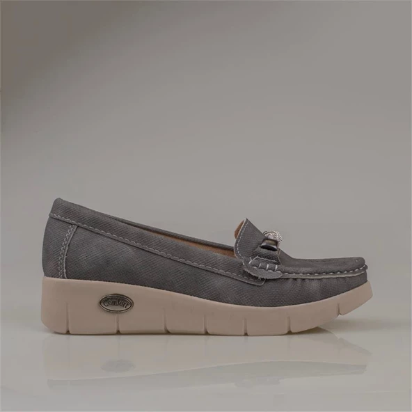 Trend Adımlar Füme Denim Comfort Dolgu Topuk Kadın Ayakkabı - 2