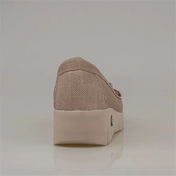 Trend Adımlar Krem Denim Comfort Dolgu Topuk Kadın Ayakkabı - 4