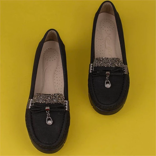 Trend Adımlar Siyah Comfort Stride Dolgu Topuk Kadın Ayakkabı - 6