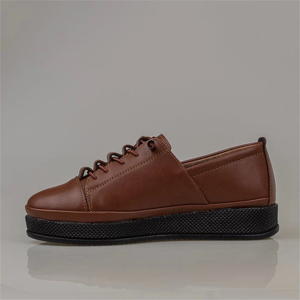 Trend Adımlar Taba Lastikli Düz Kadın Comfort Ayakkabı - 3