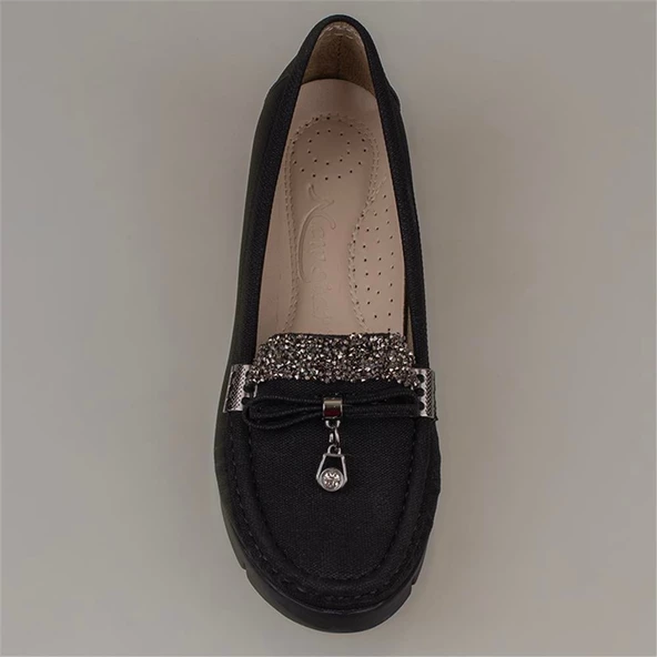 Trend Adımlar Siyah Comfort Stride Dolgu Topuk Kadın Ayakkabı - 5