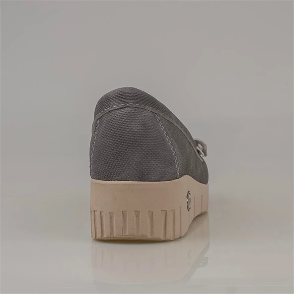 Trend Adımlar Füme Denim Comfort Fiyonklu Dolgu Topuk Kadın Ayakkabı - 4