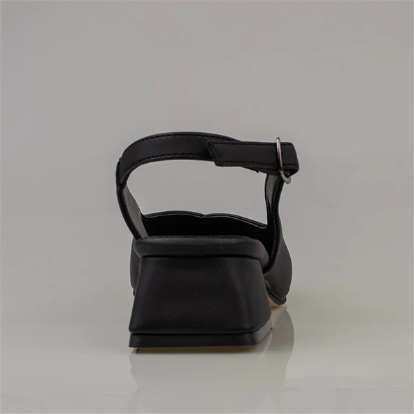 Trend Adımlar Siyah Satin Glow Kadın Sivri Burun Arkası Açık Ayakkabı - Resim 4