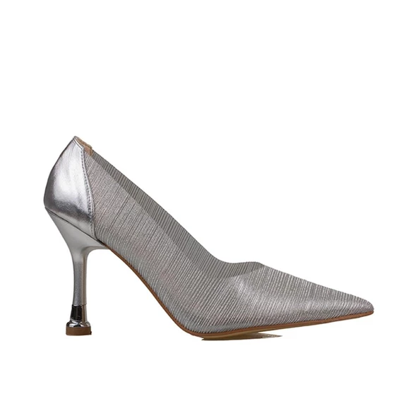 Trend Adımlar Gümüş Crystal Glam Kadın Şeffaf Sim Kaplama Stiletto ürün görseli