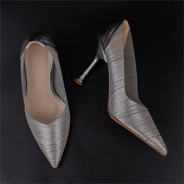 Trend Adımlar Gümüş Crystal Glam Kadın Şeffaf Sim Kaplama Stiletto - Resim 5