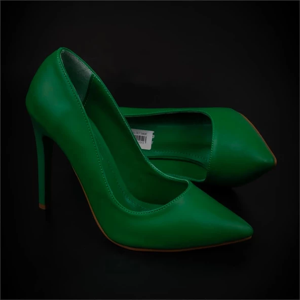 Trend Adımlar Yeşil Kadın İnce Topuklu Sivri Burun Stiletto - Resim 7