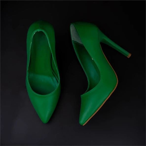 Trend Adımlar Yeşil Kadın İnce Topuklu Sivri Burun Stiletto - Resim 6