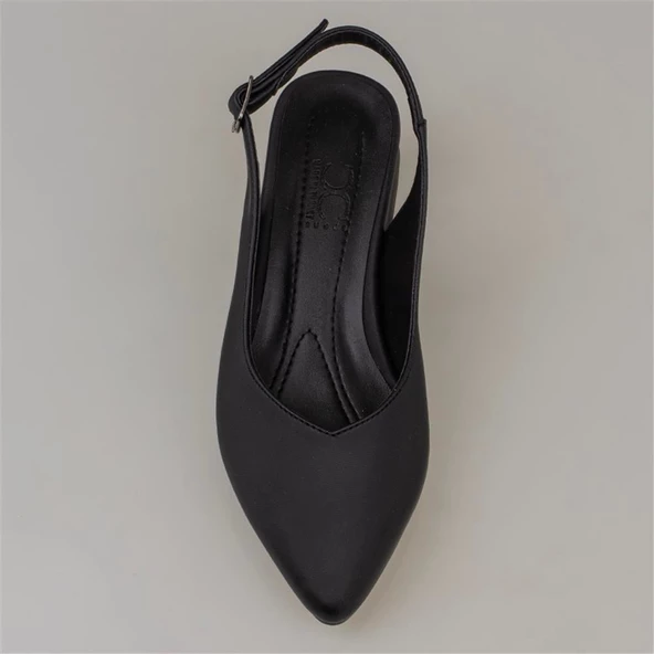 Trend Adımlar Siyah Satin Glow Kadın Sivri Burun Arkası Açık Ayakkabı - Resim 5