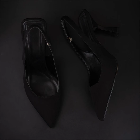 Trend Adımlar Siyah Chic Ease Lastikli Kadın Keten Klasik Ayakkabı - Resim 6