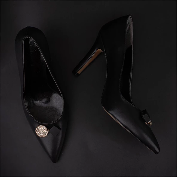 Trend Adımlar Siyah Elegansia Kadın İnce Topuklu Klasik Ayakkabı - Resim 5