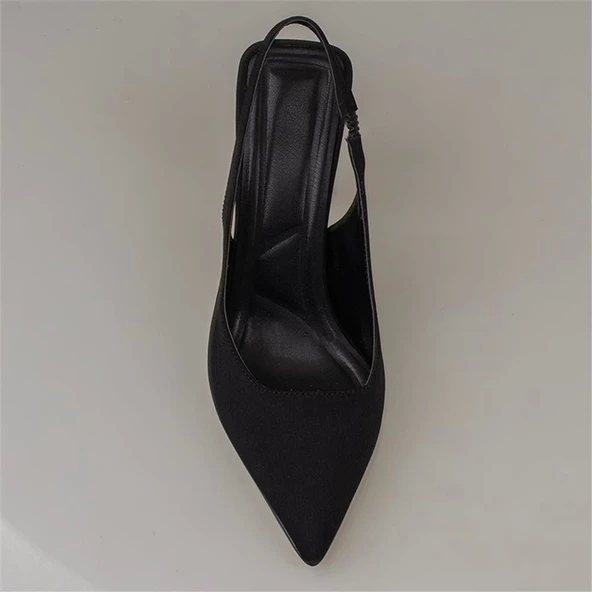 Trend Adımlar Siyah Chic Ease Lastikli Kadın Keten Klasik Ayakkabı - Resim 4