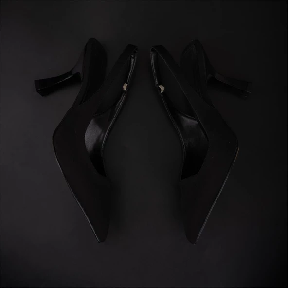 Trend Adımlar Siyah Chic Ease Lastikli Kadın Keten Klasik Ayakkabı - Resim 5