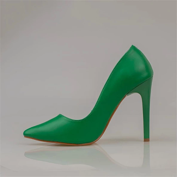 Trend Adımlar Yeşil Kadın İnce Topuklu Sivri Burun Stiletto - Resim 3