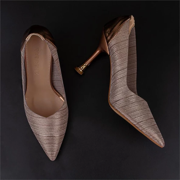 Trend Adımlar Bakır Crystal Glam Kadın Şeffaf Sim Kaplama Stiletto - 5