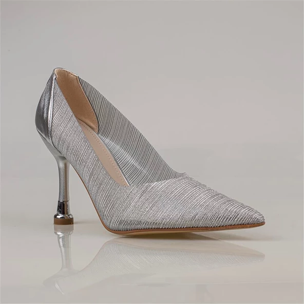 Trend Adımlar Gümüş Crystal Glam Kadın Şeffaf Sim Kaplama Stiletto - Resim 2