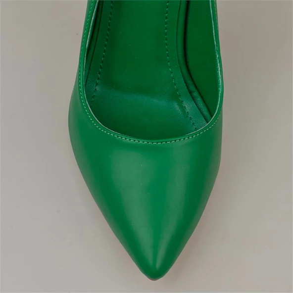 Trend Adımlar Yeşil Kadın İnce Topuklu Sivri Burun Stiletto - Resim 5