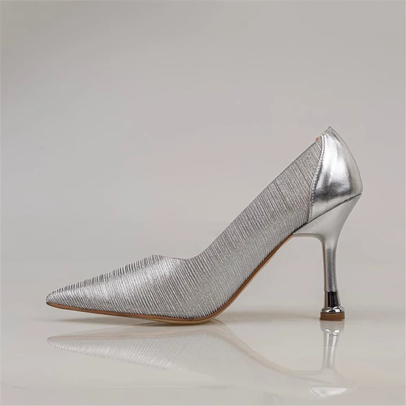 Trend Adımlar Gümüş Crystal Glam Kadın Şeffaf Sim Kaplama Stiletto - Resim 3