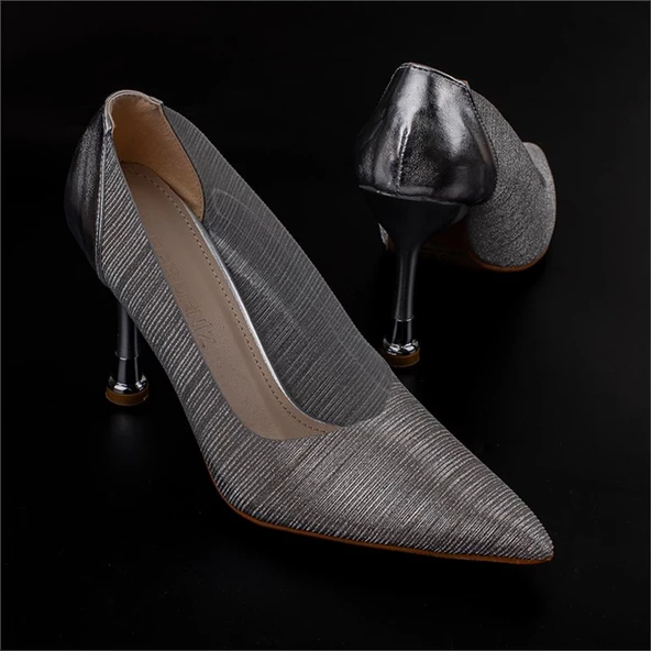 Trend Adımlar Gümüş Crystal Glam Kadın Şeffaf Sim Kaplama Stiletto - Resim 6