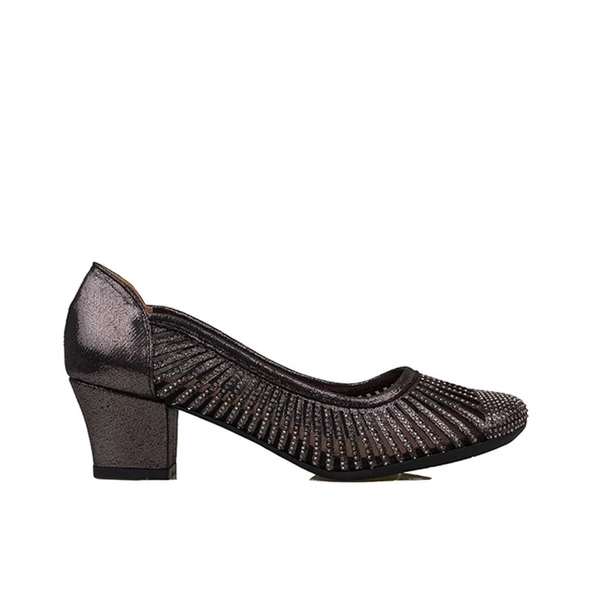 Trend Adımlar Platin Saten Taşlı Kadın Özel Üretim Klasik Ayakkabı ürün görseli