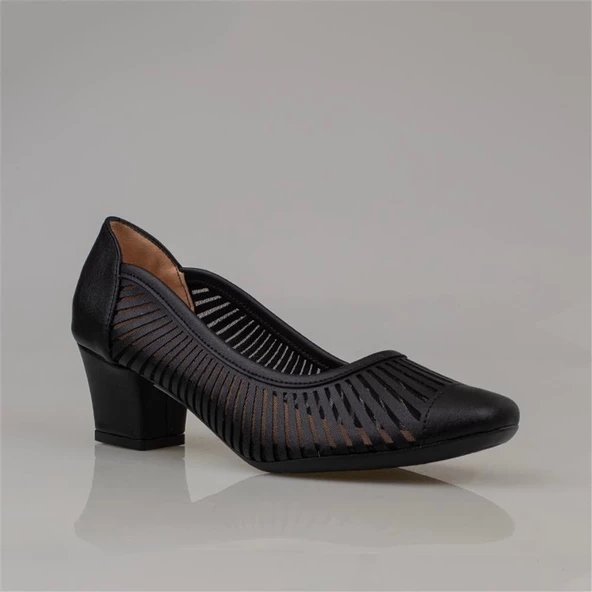 Trend Adımlar Siyah Sade Özel Üretim Kadın Klasik Ayakkabı - 2