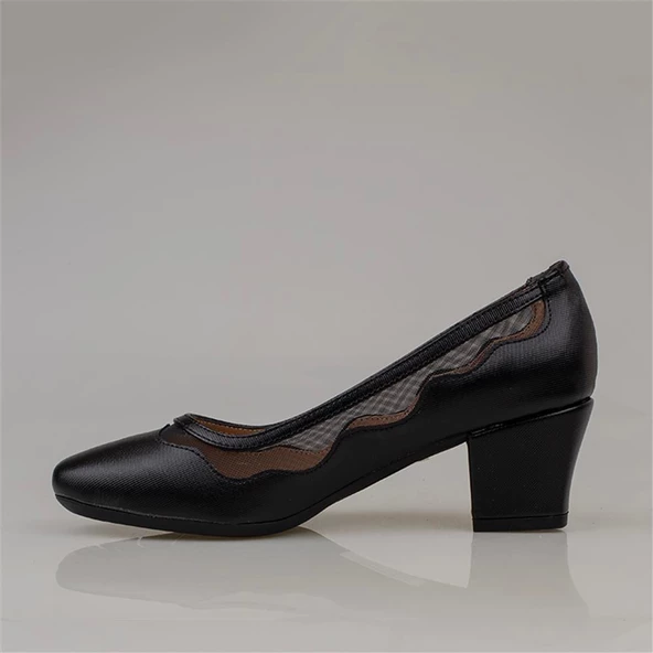 Trend Adımlar Siyah Şeffaf Şerit Kadın Özel Üretim Klasik Ayakkabı - Resim 3