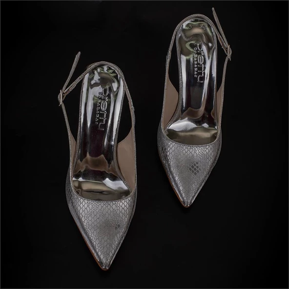 Trend Adımlar Gümüş Elegance Satin Kadın Parlak Saten Klasik Ayakkabı - 5