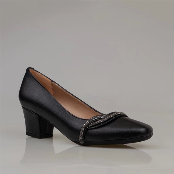 Trend Adımlar Siyah Yandan Taş İşlemeli Özel Üretim Klasik Ayakkabı - Resim 2